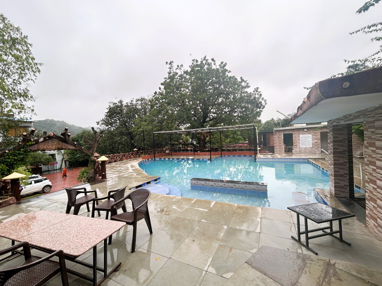 Poolside seating at Czar Palace